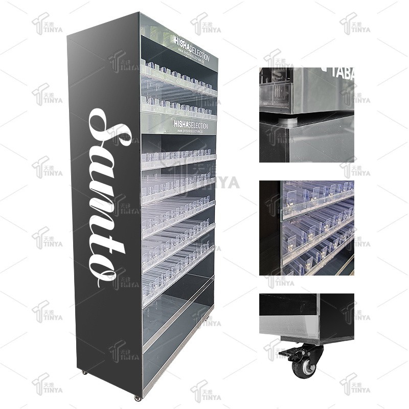 Custom Smoke Shop Cigarettes Shelves Tobacco Display Stand Counter RGB LED Lighted Tobacco Cigarette Display Cabinet Custom Smoke Shop Cigarettes Shelves Tobacco Display Stand Counter RGB LED Lighted Tobacco Cigarette Display Cabinet